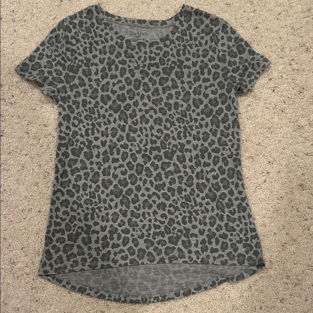Gray Leopard Print Women's Top